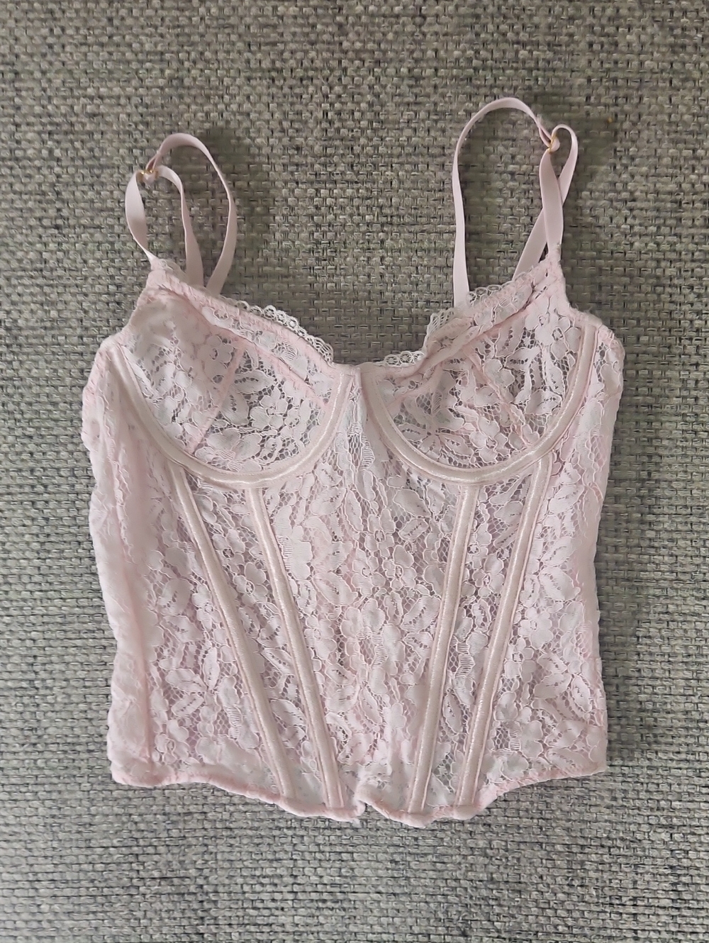 Beginning Boutique Light Pink Lace Bustier Top